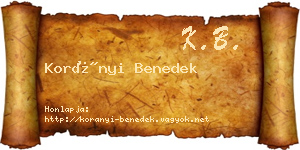 Korányi Benedek névjegykártya
