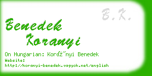 benedek koranyi business card